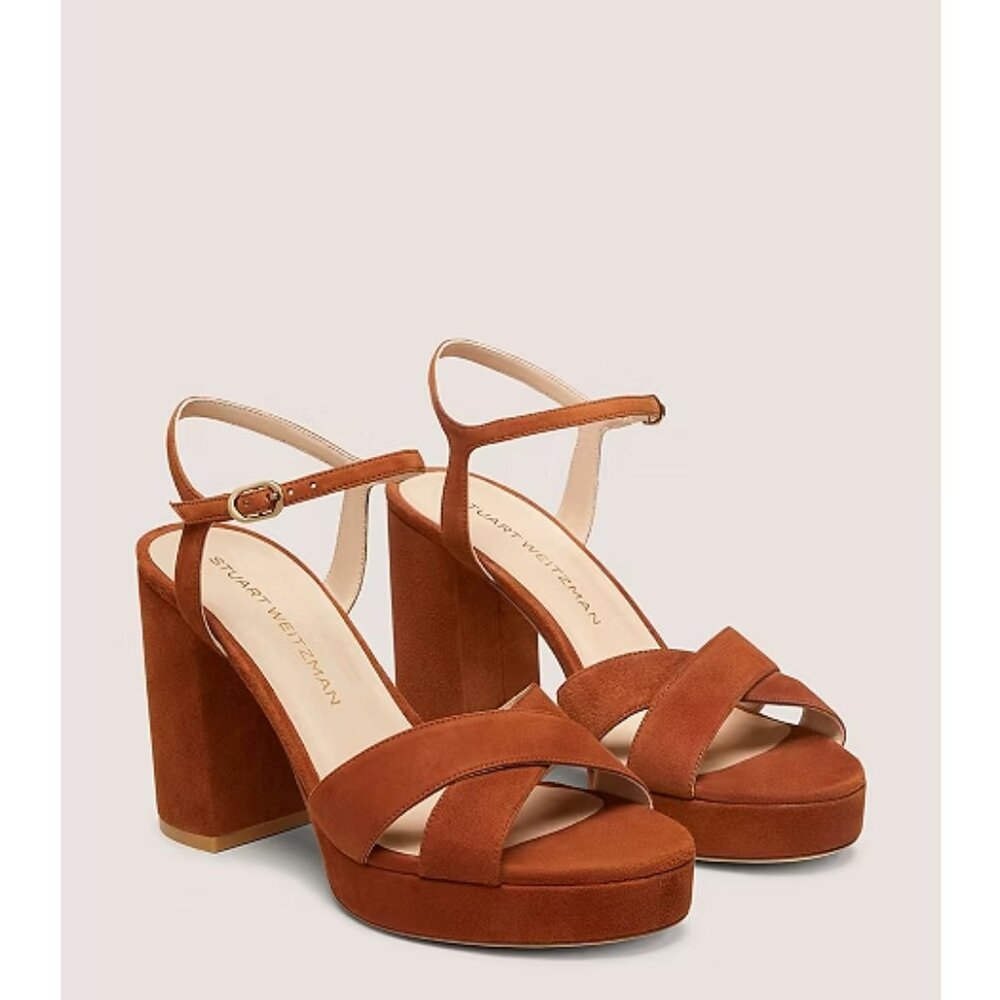 Stuart Weitzman Brown Suede Dayna Platform Sandal